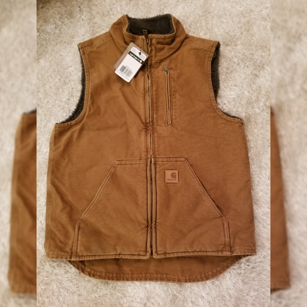Sherpa-lined canvas vest